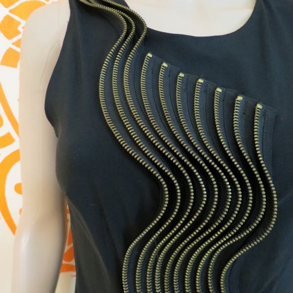 Twenty One Black Fitted Zipper Dress S/P - Picture 2 of 3